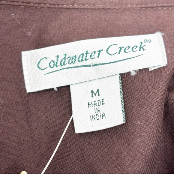 New COLDWATER CREEK Women’s Brown Tuck Front Button Up Long Sleeve Shirt Size M - Picture 5 of 9